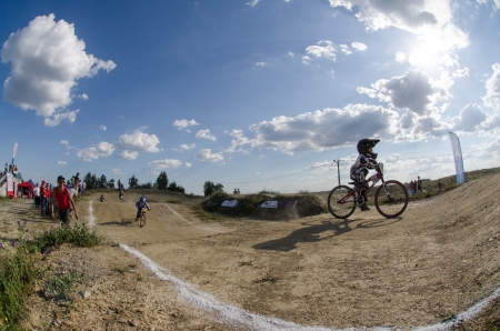 CASTELO BRANCO, PORTUGAL - MAY 4: Francisco Sousa at the 2nd stage of the Portuguese BMX race Cup the  on may 4, 2013 in Castelo Branco, Portugal.のeditorial素材
