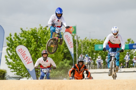 ESTARREJA, PORTUGAL - MAY 26: Fabio Ferreira jumping with style at the 2nd Portugal Bmx Open on may...