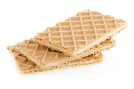 Vanilla wafers on white reflective background.の写真素材