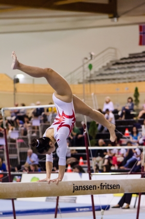 ANADIA, PORTUGAL - JUNE 21: Heem Lim (SIN) during the Art Gymnastics FIG World Cup Challenge on june 21, 2013 in Anadia, Portugal.のeditorial素材