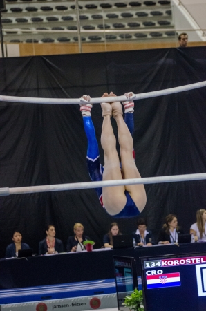 ANADIA, PORTUGAL - JUNE 21: Hannah Whelan (GBR) during the Art Gymnastics FIG World Cup Challenge on june 21, 2013 in Anadia, Portugal.のeditorial素材
