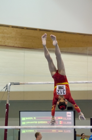 ANADIA, PORTUGAL - JUNE 21: Chunsong Shang (CHN) during the Art Gymnastics FIG World Cup Challenge on june 21, 2013 in Anadia, Portugal.のeditorial素材