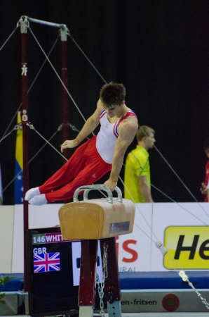 ANADIA, PORTUGAL - JUNE 21: Max Whitlock (GBR) during the Art Gymnastics FIG World Cup Challenge on june 21, 2013 in Anadia, Portugal.のeditorial素材