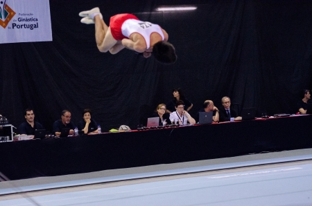 ANADIA, PORTUGAL - JUNE 21: Luis Araujo (POR) during the Art Gymnastics FIG World Cup Challenge on june 21, 2013 in Anadia, Portugal.のeditorial素材