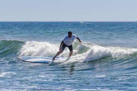 OVAR, PORTUGAL - AUGUST 18: Luis Bento 'Lufi' at 1st stage of National Longboard Championship  on august 18, 2013 in Ovar, Portugal.のeditorial素材