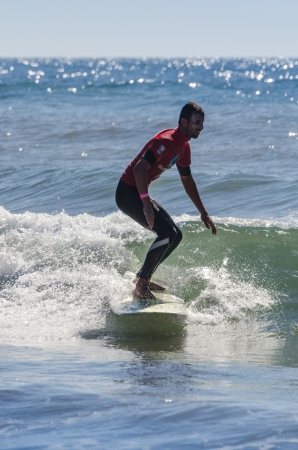 OVAR, PORTUGAL - AUGUST 18: Luis Esteves at 1st stage of National Longboard Championship  on august 18, 2013 in Ovar, Portugal.のeditorial素材