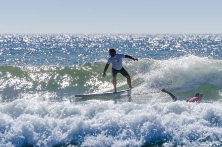OVAR, PORTUGAL - AUGUST 18: Luis Bento 'Lufi' at 1st stage of National Longboard Championship  on august 18, 2013 in Ovar, Portugal.のeditorial素材
