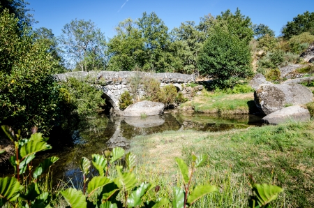Panchorra medieval granite stone bridge in Resende, north of Portugal の写真素材