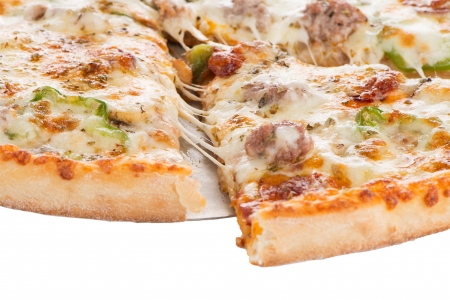 Italian pizza isolated over white backgroundの写真素材