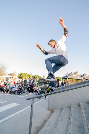 CASCAIS, PORTUGAL â MARCH 8 2014: Afonso Nery during the Levi's Skateboarding Collection Event.のeditorial素材