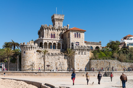 CASCAIS, PORTUGAL - MARCH 08, 2014: Castle at Tamariz Beach is owned by the royal family of Monaco.のeditorial素材