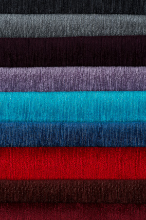 Closeup detail of multi color fabric texture samples.の写真素材