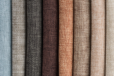 Closeup detail of multi color fabric texture samples.の写真素材