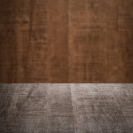 Wood background - table with wooden wallの写真素材