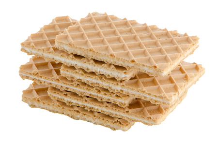Vanilla wafers on white reflective background.の写真素材