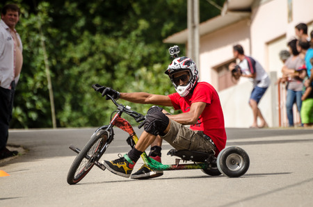 PINHEIRO DA BEMPOSTA, PORTUGAL - AUGUST 10, 2014: Diogo Gomes during the 2nd Newton's Force Festival 2014.のeditorial素材