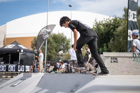 ALBUFEIRA, PORTUGAL - OCTOBER 5, 2014: Diogo Carmona during the 3rd Stage DC Skate Challenge by Fuel TV.のeditorial素材