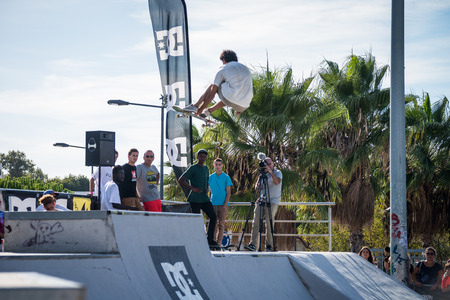 ALBUFEIRA, PORTUGAL - OCTOBER 5, 2014: Pedro Roseiro during the 3rd Stage DC Skate Challenge by Fuel TV.のeditorial素材