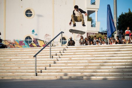 ALBUFEIRA, PORTUGAL - OCTOBER 5, 2014: Bruno Senra during the 3rd Stage DC Skate Challenge by Fuel TV.のeditorial素材
