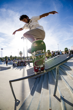 ALBUFEIRA, PORTUGAL - OCTOBER 5, 2014: Pedro Roseiro during the 3rd Stage DC Skate Challenge by Fuel TV.のeditorial素材