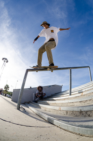 ALBUFEIRA, PORTUGAL - OCTOBER 5, 2014: Tiago Lopes during the 3rd Stage DC Skate Challenge by Fuel TV.のeditorial素材
