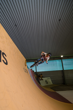SANTAREM, PORTUGAL - OCTOBER 18, 2014: Goncalo Santos during the 3rd Stage of the DVS BMX Series...