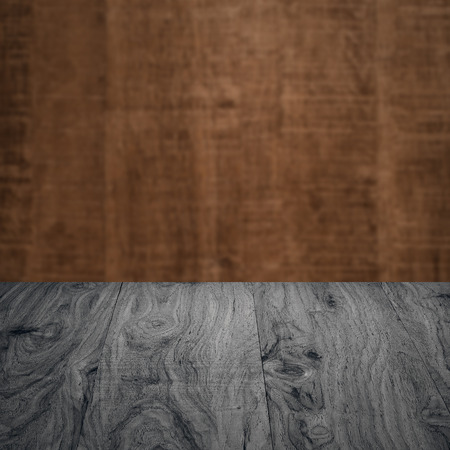 Wood background - table with wooden wallの写真素材
