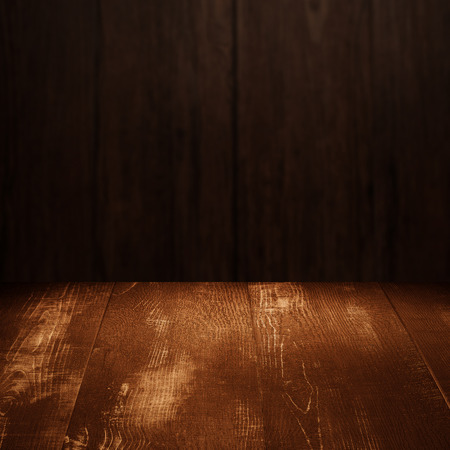Wood background - table with wooden wallの写真素材