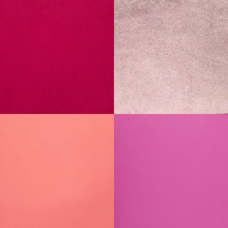 Set of pink leather samples, texture background.の写真素材