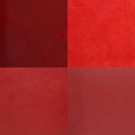Set of red leather samples, texture background.の写真素材