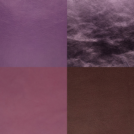 Set of purple leather samples, texture background.の写真素材