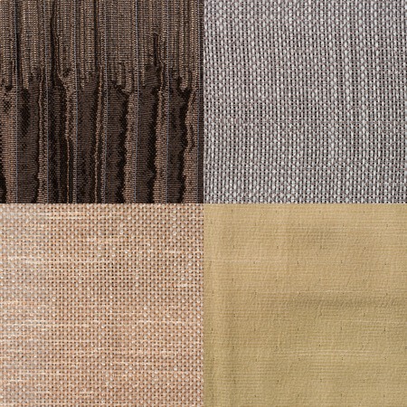 Set of brown fabric samples, texture background.の写真素材