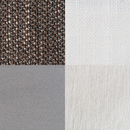Set of grey fabric samples, texture background.
