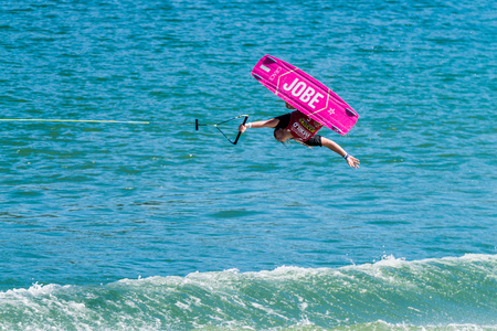 FERREIRA DO ZEZERE, PORTUGAL - SEPTEMBER 19, 2015: Taylor McCullough (USA) during the WWA Supra...