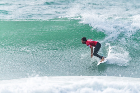 PENICHE, PORTUGAL - OCTOBER 30, 2015: Jeremy Flores FRA during the Moche Rip Curl Pro Portugal,...