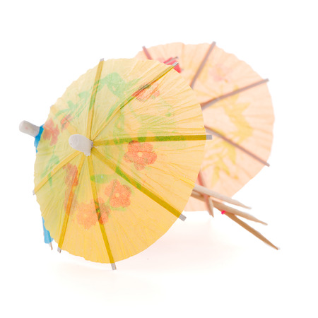 umbrellas for cocktails isolated on white background.の写真素材