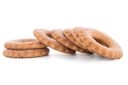 Rings biscuits pile isolated on a white background.の写真素材