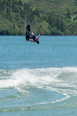 FERREIRA DO ZEZERE, PORTUGAL - JUNE 12, 2016: Elliot Digney (AUS) during the 2016 Nautique European Pro Am presented by Rockstar Energy.のeditorial素材