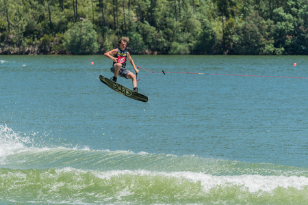 FERREIRA DO ZEZERE, PORTUGAL - JUNE 12, 2016: Elliot Digney (AUS) during the 2016 Nautique European Pro Am presented by Rockstar Energy.のeditorial素材