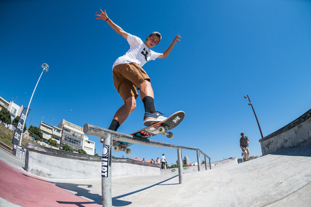 POVOA DE VARZIM, PORTUGAL - JULY 24, 2016: Gustavo Ribeiro during  the 2nd Stage of DC Skate Challenge by Moche.のeditorial素材