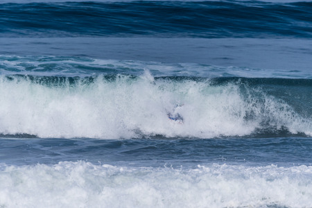 VIANA DO CASTELO, PORTUGAL - SEPTEMBER 22, 2016: Mike Stewart (HAW) during  the Viana World Bodyboard Championship 2016.のeditorial素材