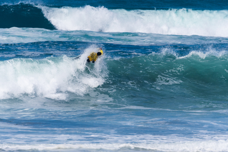 VIANA DO CASTELO, PORTUGAL - SEPTEMBER 22, 2016: Roberto Bruno (BRA) during  the Viana World Bodyboard Championship 2016.のeditorial素材