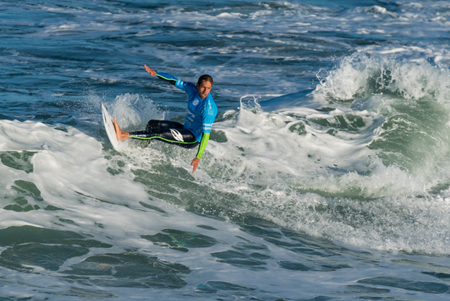 CASCAIS, PORTUGAL - SEPTEMBER 28, 2016: Bino Lopes (BRA) during the 2016 Billabong Pro Cascais at Guincho's Beach - Cascais, Portugal.のeditorial素材