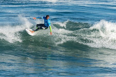 CASCAIS, PORTUGAL - SEPTEMBER 28, 2016: Bino Lopes (BRA) during the 2016 Billabong Pro Cascais at Guincho's Beach - Cascais, Portugal.のeditorial素材