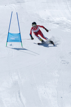 COVILHA, PORTUGAL - APRIL 2, 2017:  Jose Soares during the National Ski  Championships at Serra da Estrela, Covilha, Portugal.のeditorial素材