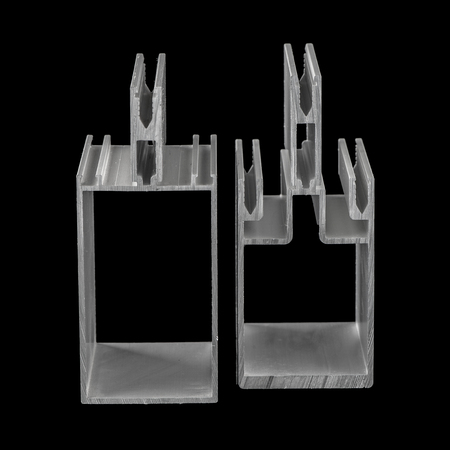 Aluminium profile sample isolated on black background.の写真素材