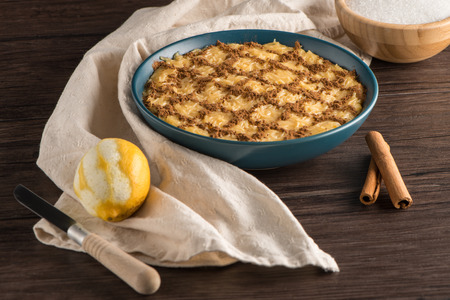 Aletria is a classic Portuguese vermicelli pudding and this is a traditionally served at Christmas time. This is one of the favourites pudding from Portugal.の写真素材