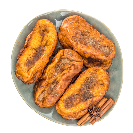 Traditional Christmas Rabanadas. Spanish Torrijas isolated on white background.の写真素材