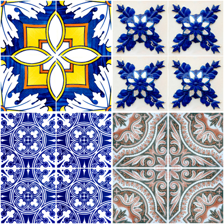 Colorful vintage ceramic tiles wall decoration.の写真素材
