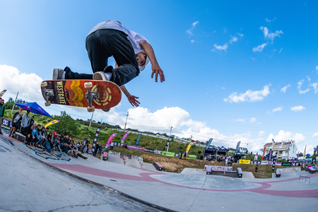 LOULE, PORTUGAL - APRIL 29, 2018: Bruno Senra during the 1st Stage DC Skate Challenge by Moche.のeditorial素材